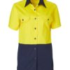 aiw womens short sleeve hi vis work shirt yellow