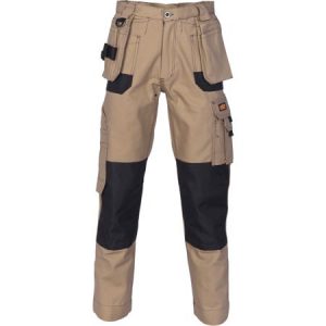 dnc duratex cotton drill tradies work pants khaki