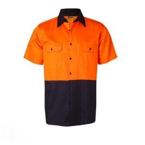 hi vis short sleeve cotton drill work shirt orange