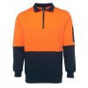 jbs hi vis half zip fleecy jumper orange