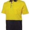 jbs hi vis short sleeve cotton polo yellow
