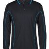 JB's L/S Piping Polo - Black Aqua