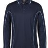 JB's L/S Piping Polo - Navy Light Blue