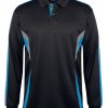 podium long sleeve polo black aqua