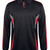 podium long sleeve polo black red