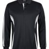 podium long sleeve polo black white