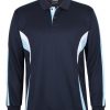 podium long sleeve polo navy light blue