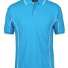 short sleeve piping polo aqua white