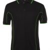short sleeve piping polo black lime