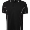 short sleeve piping polo black white