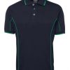 short sleeve piping polo navy green