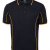 short sleeve piping polo navy yellow
