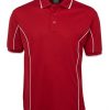 short sleeve piping polo red white